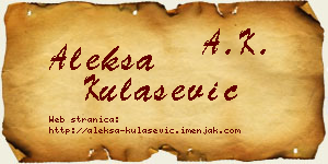 Aleksa Kulašević vizit kartica